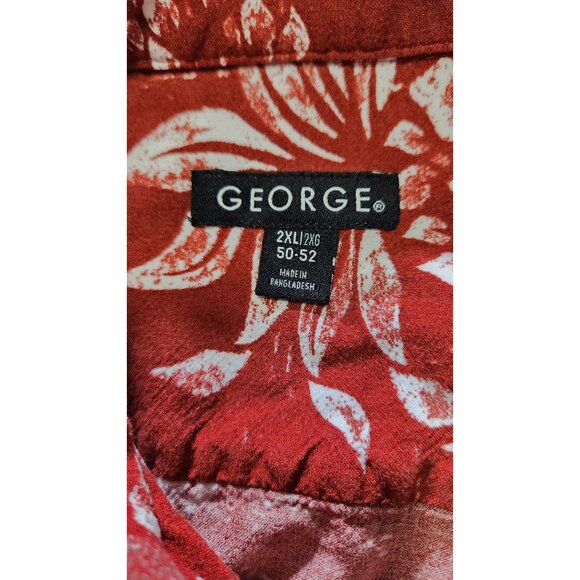 George Hawaiian Shirt 2XL Red Pineapple Print Button Front Aloha Camp Resort - Picture 4 of 8